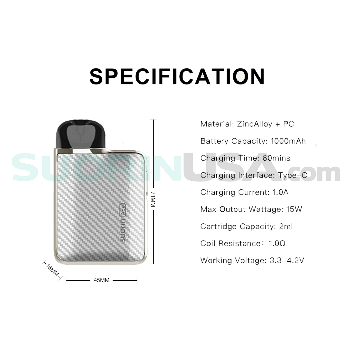 Suorin Ace Shiny White Specs
