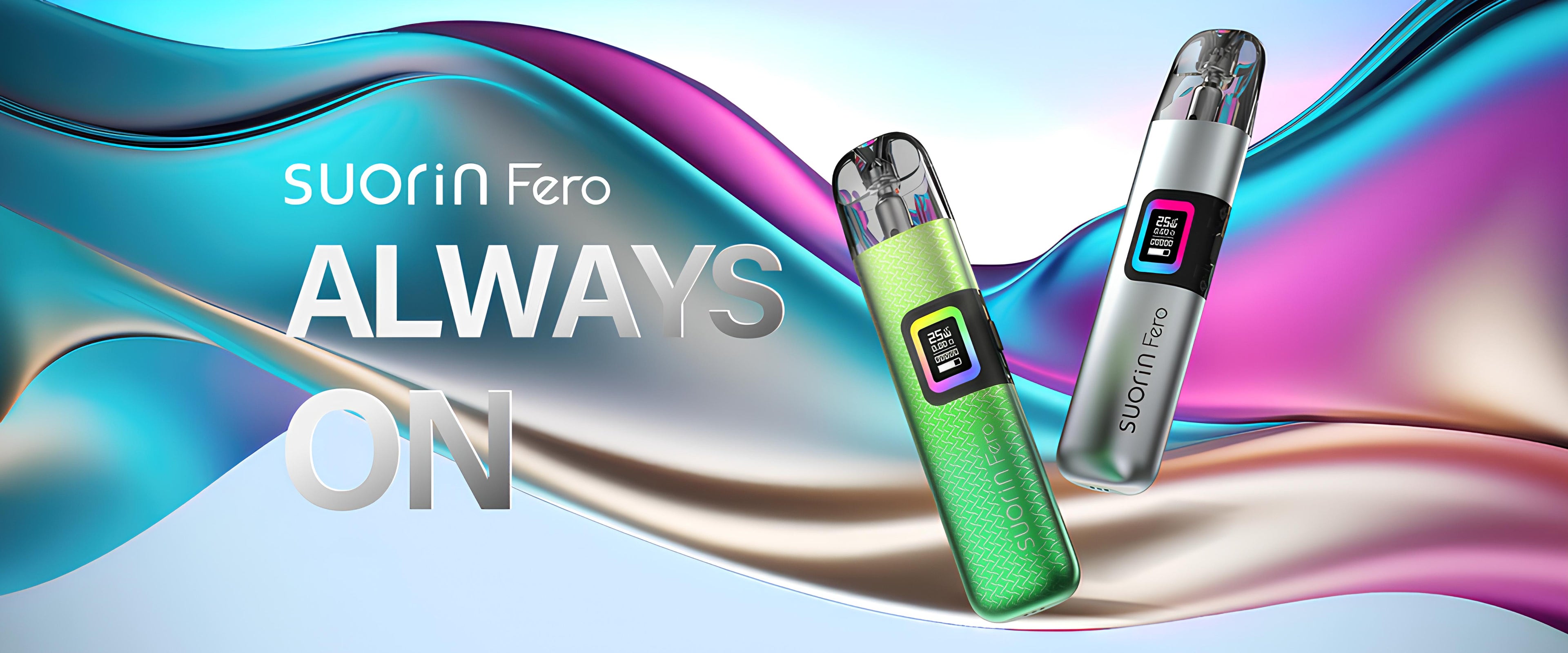 Suorin Fero vape device in sleek, compact design with a premium finish. Features a built-in screen and refillable pod system, ideal for on-the-go vaping