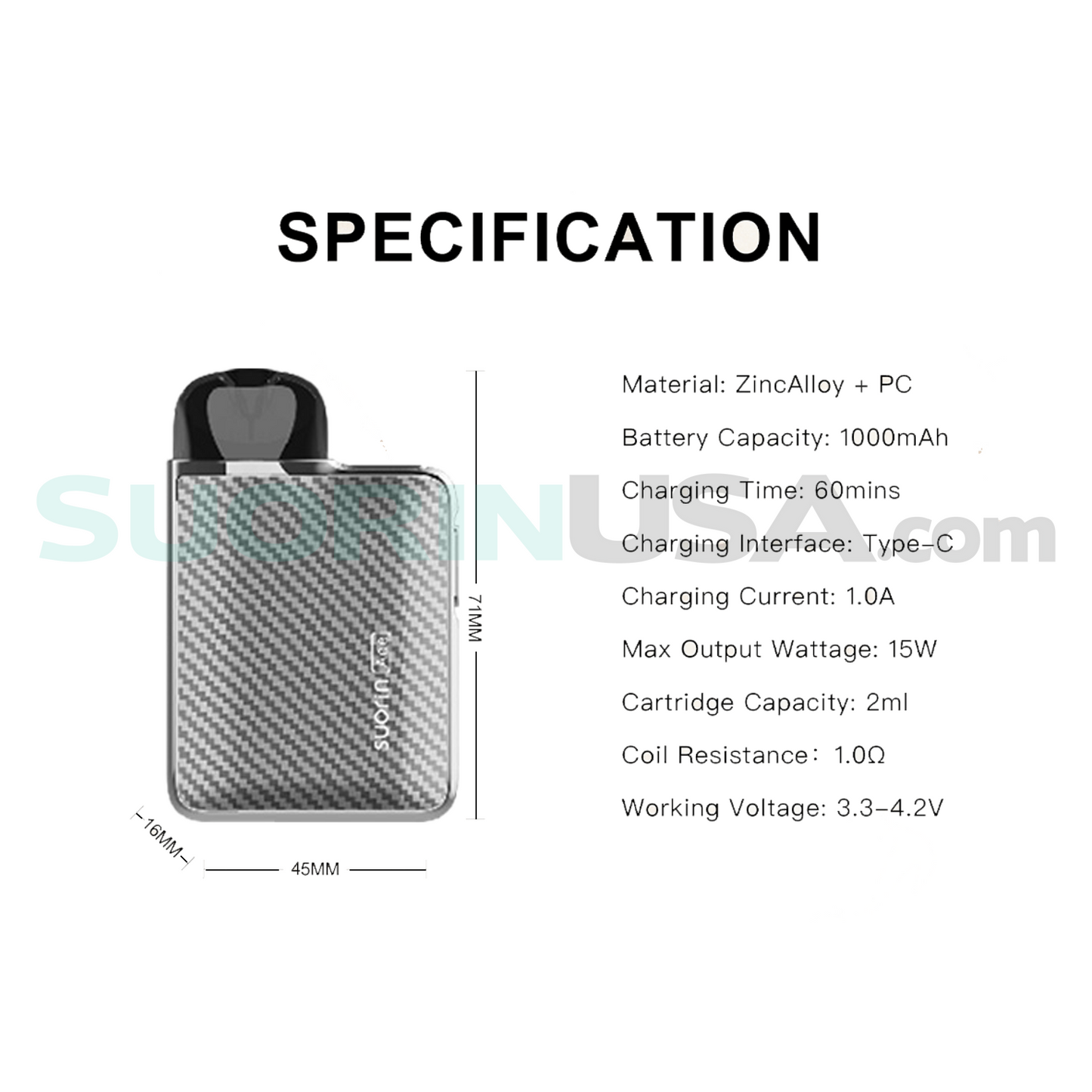 Suorin Ace Carbon Specs