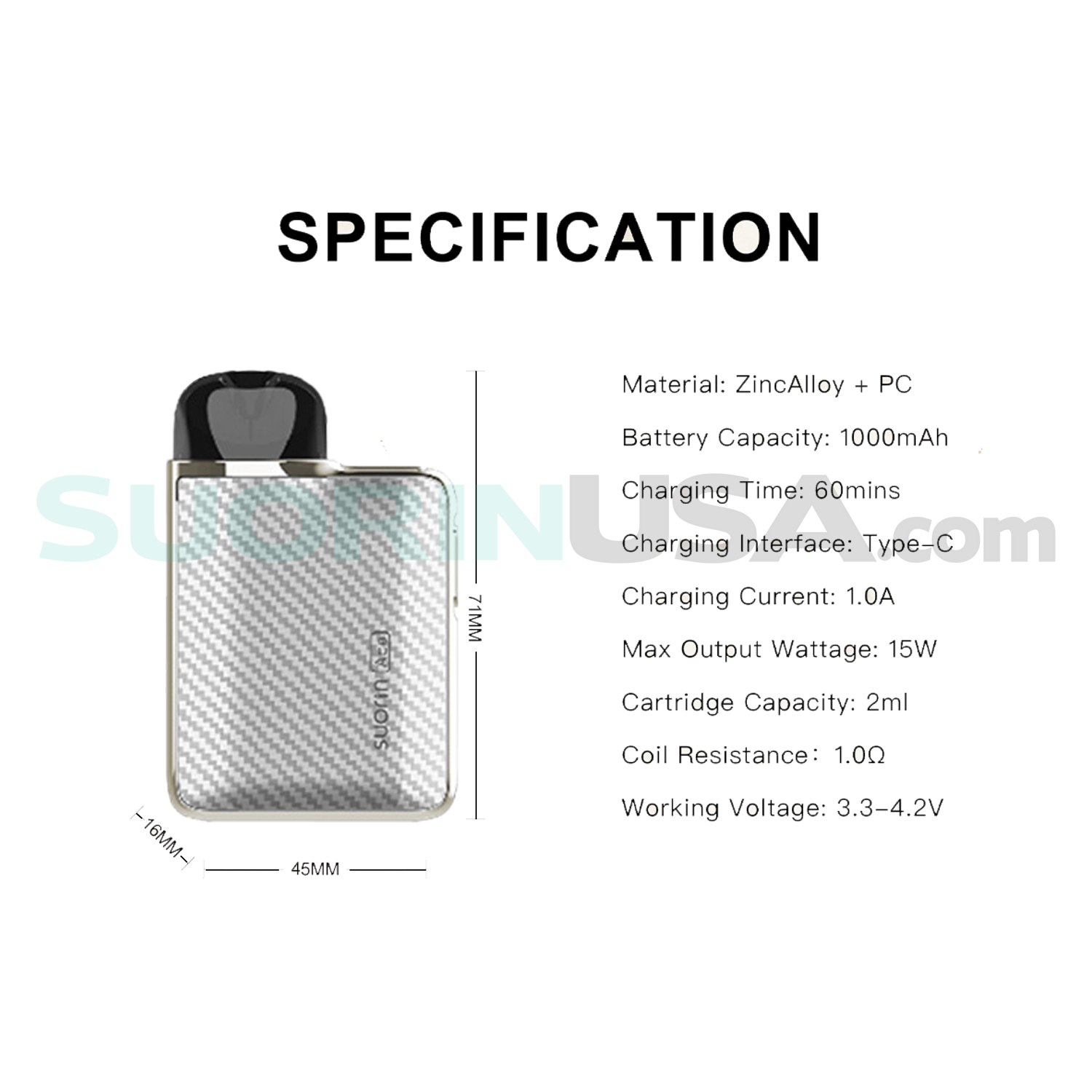 Suorin Ace Shiny White Specs