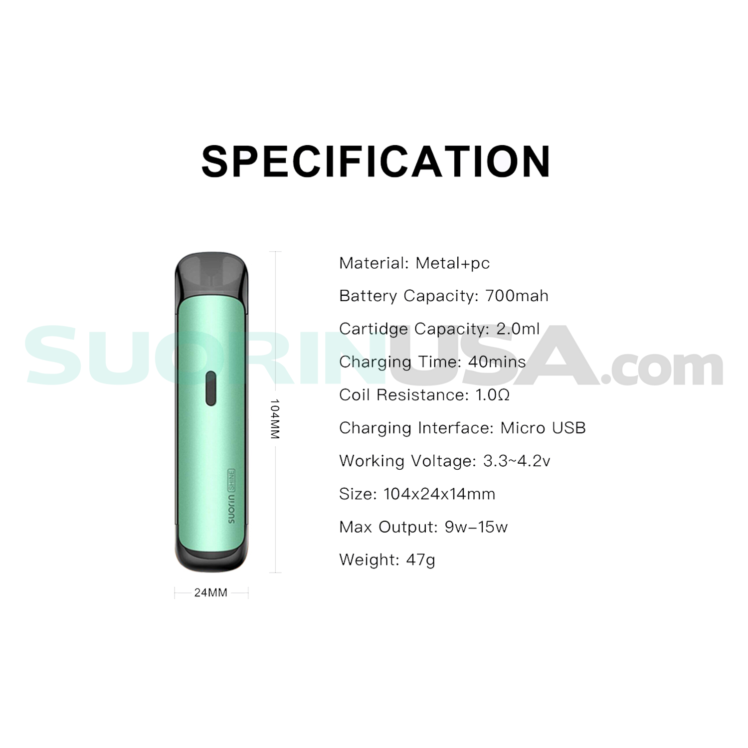 Suorin Shine Green Specs